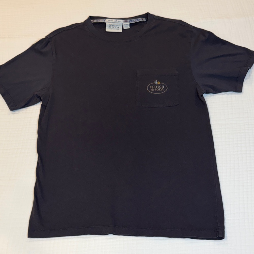 Scotch & Soda Black Short-Sleeve Pocket Tee Size Medium Charcoal Grey